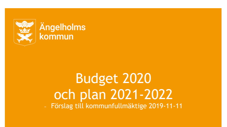 Blågröna majoritetens budgetförslag 2020 och plan 2021-2022