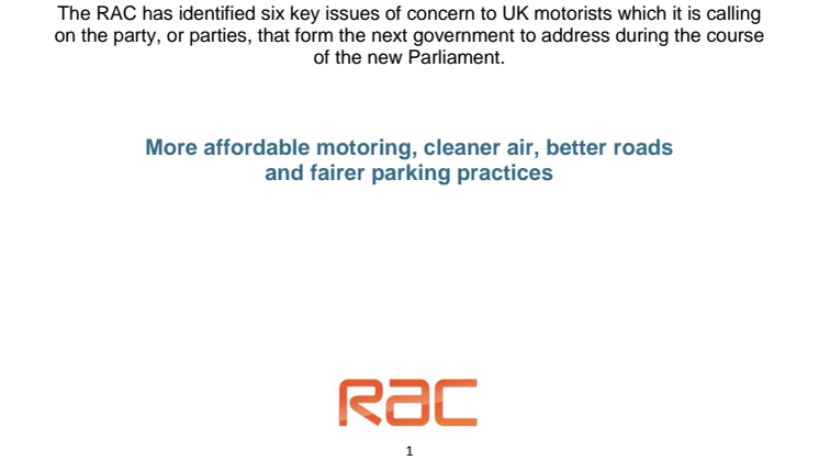 The RAC 2017 Motoring Manifesto