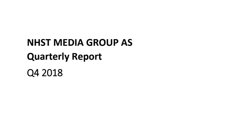 NHST Media Group - Quarterly Report 4th quarter 2018