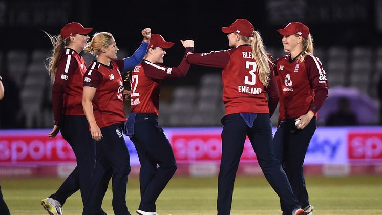 England celebrate at Derby last year. Photo: Getty Images
