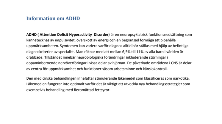 Information om ADHD