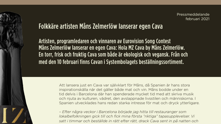 Folkkäre artisten Måns Zelmerlöw lanserar egen Cava 