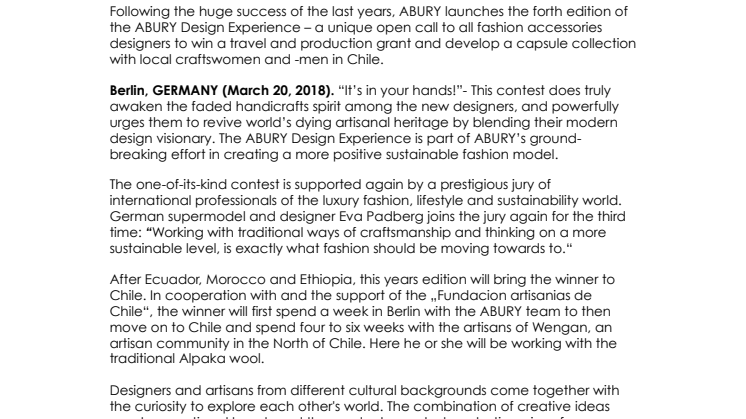 ABURY Sends the Winner of its 4th International Designer Contest to Chile!