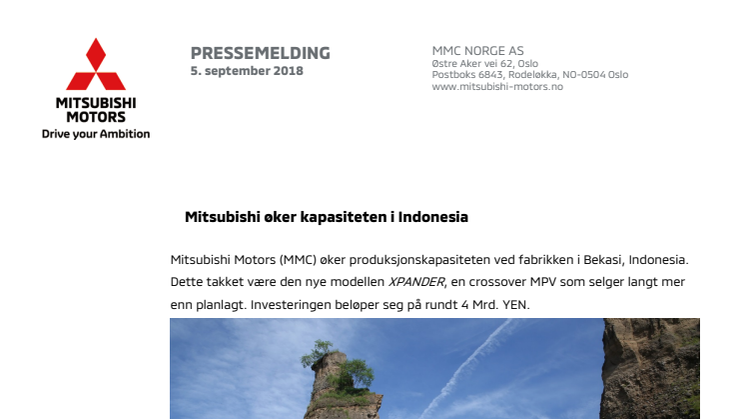 Mitsubishi øker kapasiteten i Indonesia