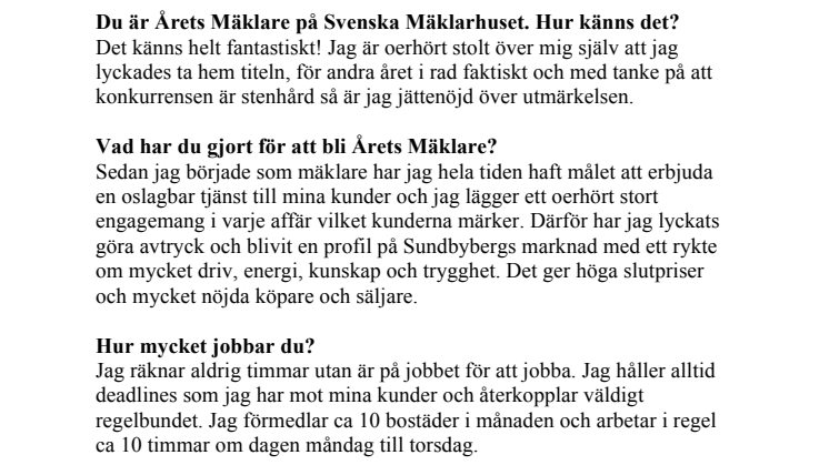 Årets Mäklare är Josephine Kvist på Svenska Mäklarhuset i Sundbyberg 