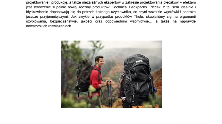 Thule Technical Backpacks – nowa rodzina innowacyjnych, idealnie dopasowanych plecaków