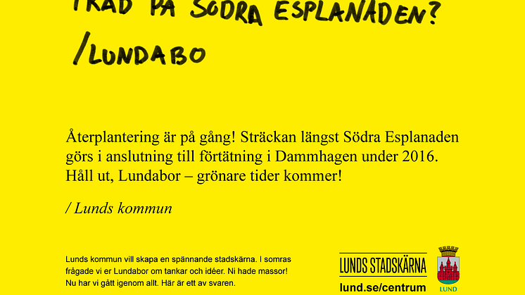 Post-it-lappar berättar om vad som är på gång i Lunds stadskärna