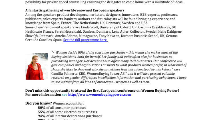 Unique conference on women buying power to take place in Denmark