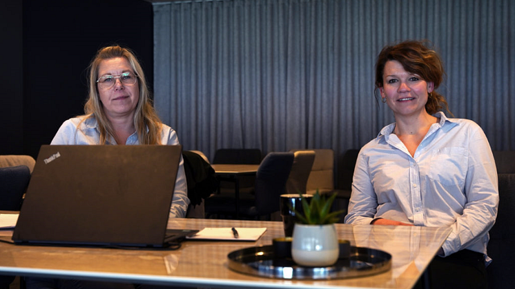 Bild MFF. Angela Jalkhed och Denise Christensen från Förenade Care träffade ett trettiotal arbetssökande digitalt under karriärveckan.