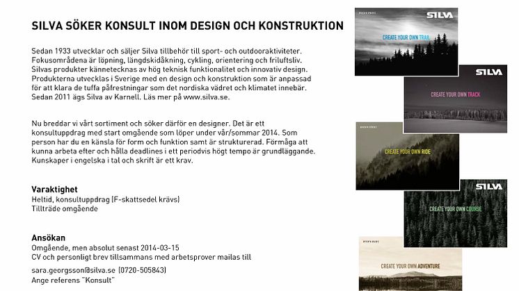 Silva söker konsult inom design och konstruktion