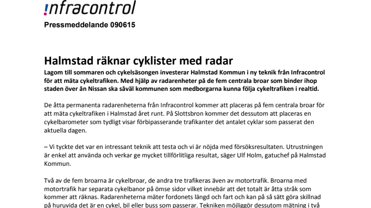 Halmstad räknar cyklister med radar