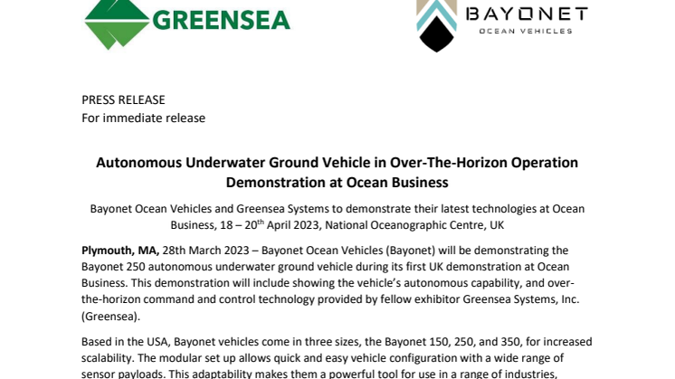 Bayonet Ocean Vehicles and Greensea Joint Release.final.pdf