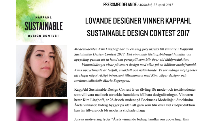 Lovande designer vinner KappAhl Sustainable Design Contest 2017