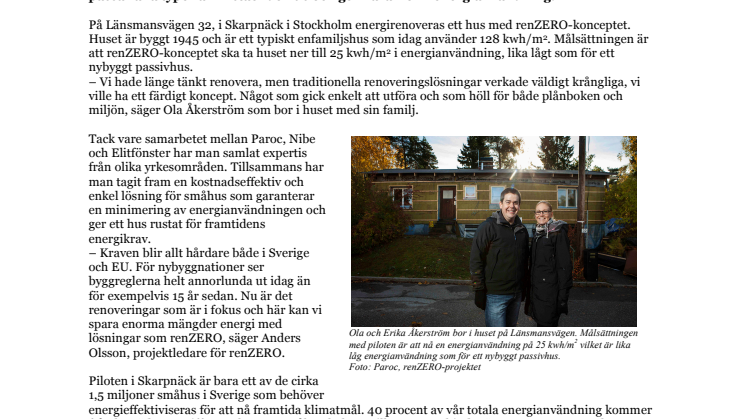 Sveriges första nära-noll-renoverade småhus