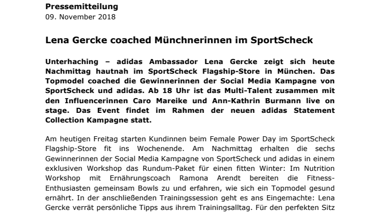 Lena Gercke coached Münchnerinnen im SportScheck
