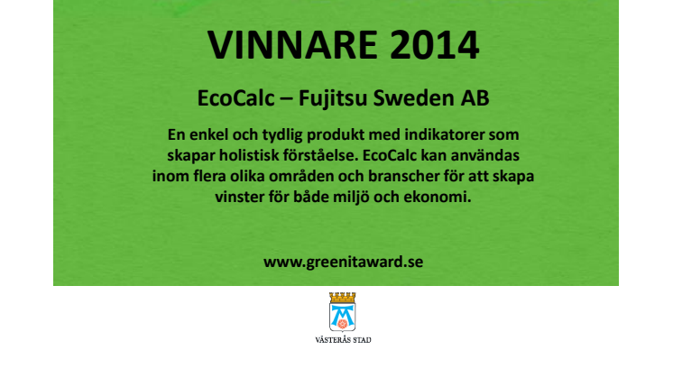 Vinnardiplom Green IT Award 2014