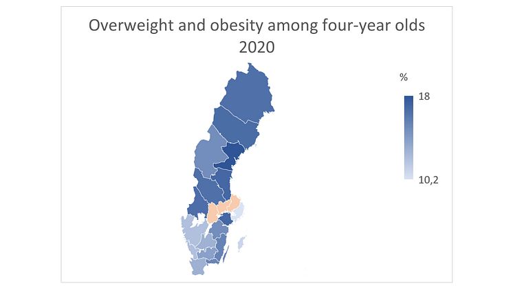 Overweight and obesity among four-year olds in Sweden 2020.