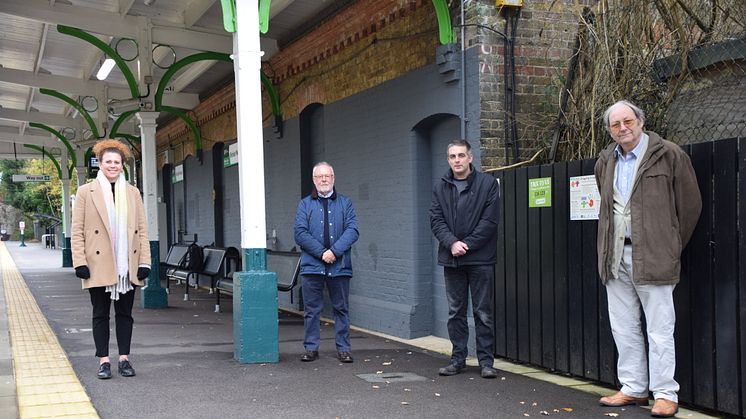 Vicky Cropper-Clarke, Robert Yorke, Dave Horton and Lawrie Hart at Bricket Wood station