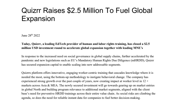Quizrr raises 2.5 MUSD to fuel global expansion.pdf