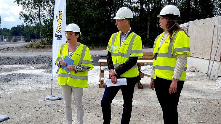 Idag presenterades SKBs byggplaner i Uppsala av Eva Nordström, vd SKB, Erik Pelling (S), kommunalråd och ordförande i plan- och byggnadsnämnden i Uppsala kommun och Sofie Rosell Güler, projektledare i Rosendal. Foto: Yvonne Edenmark Lilliedahl