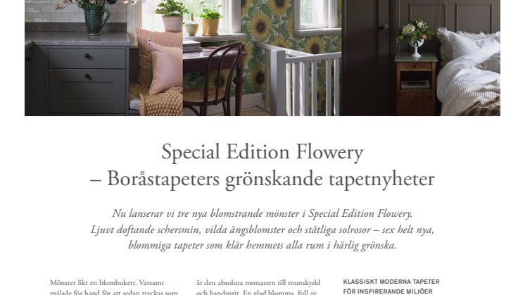 Special Edition Flowery – Boråstapeters grönskande tapetnyheter