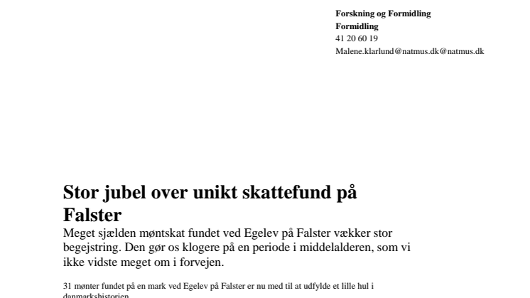 Stor jubel over unikt skattefund på Falster