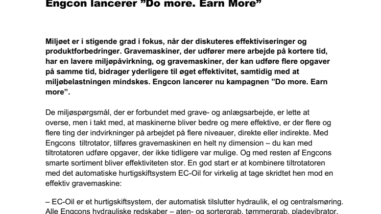 Engcon lancerer ”Do more. Earn More”