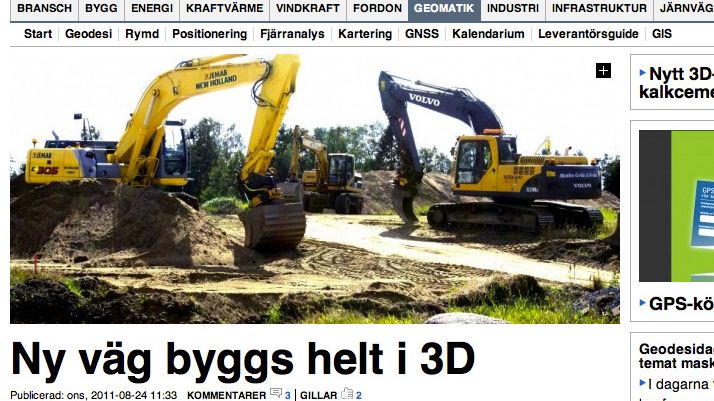 Geomatiknyheter.se - Ny väg byggs helt i 3D