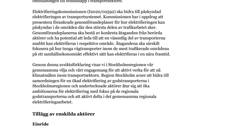 Stockholmsregionens elektrifieringslöfte