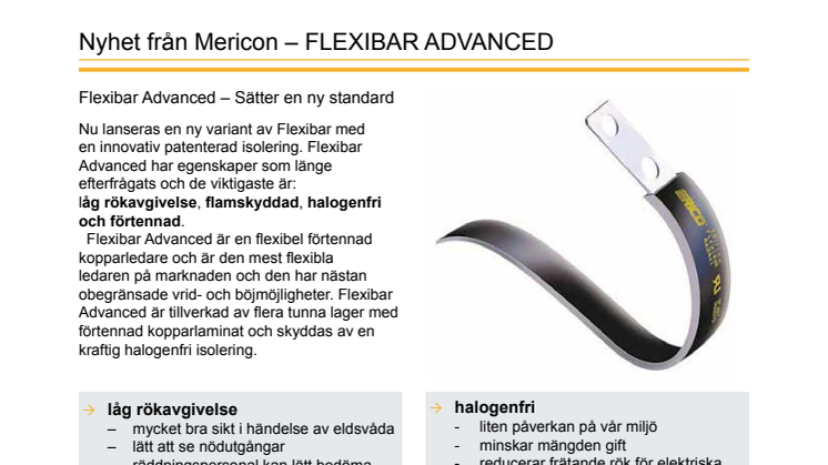 Flamdämpande, flexibel, halogenfri: Mericon introducerar ny, avancerad Flexibar