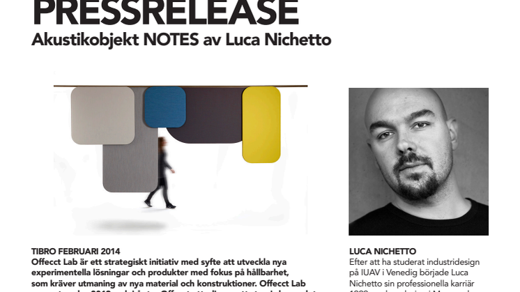 Akustikobjekt NOTES av Luca Nichetto