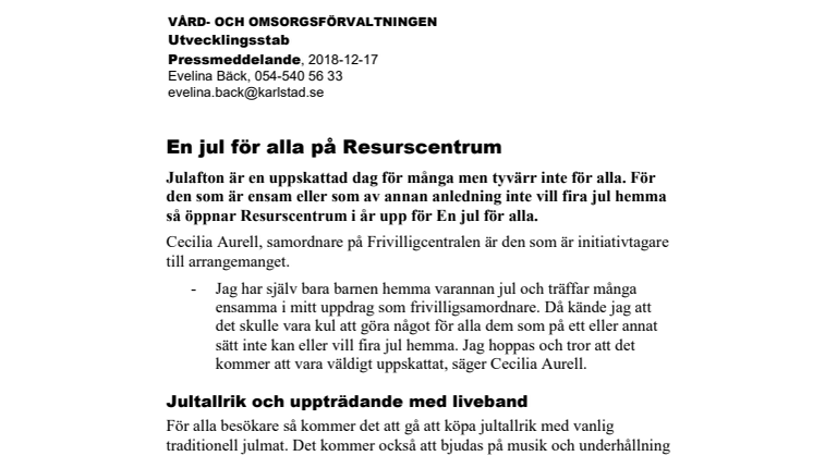 En jul för alla på Resurscentrum