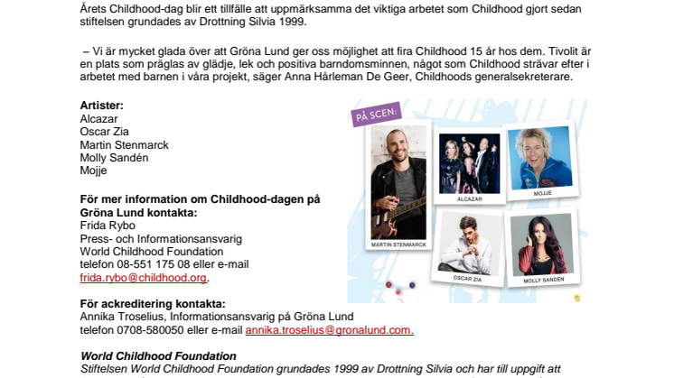 Childhood firar 15 år med familjedag på Gröna Lund 