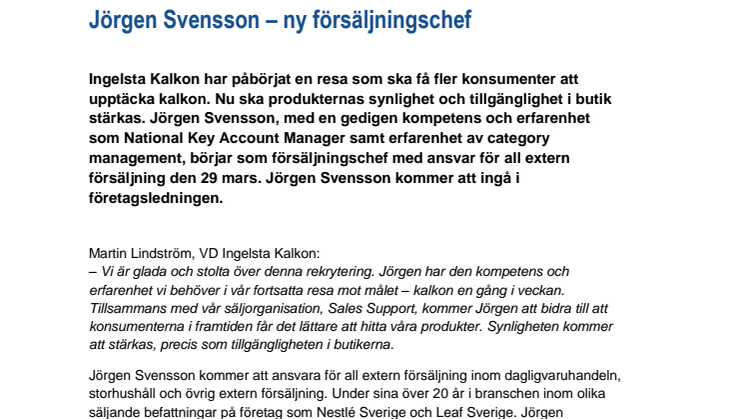 Jörgen Svensson – ny försäljningschef