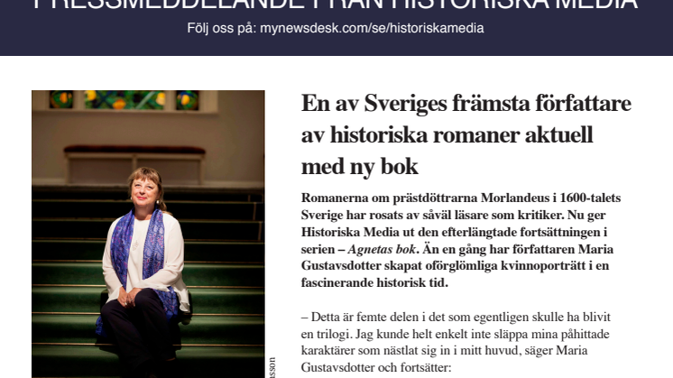 En av Sveriges främsta författare av historiska romaner aktuell med ny bok