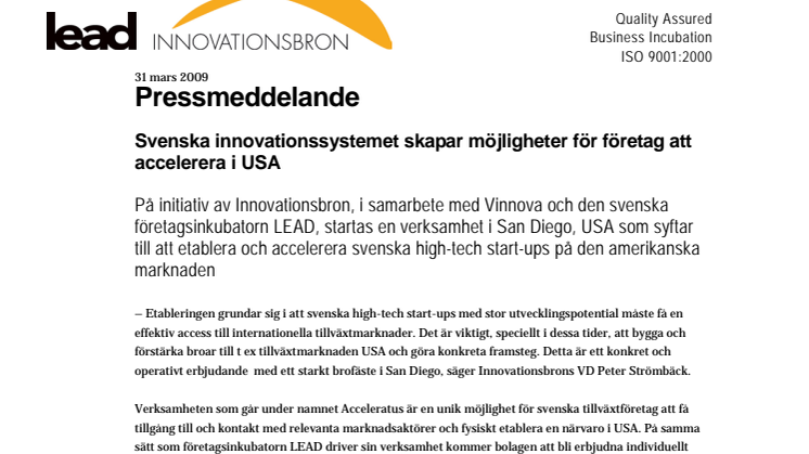 Svenska innovationssystemet skapar möjligheter för företag att accelerera i USA