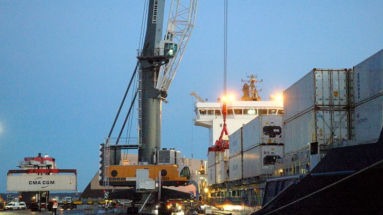 Fartyget Morsum blev första containerfartyg på kaj 903.