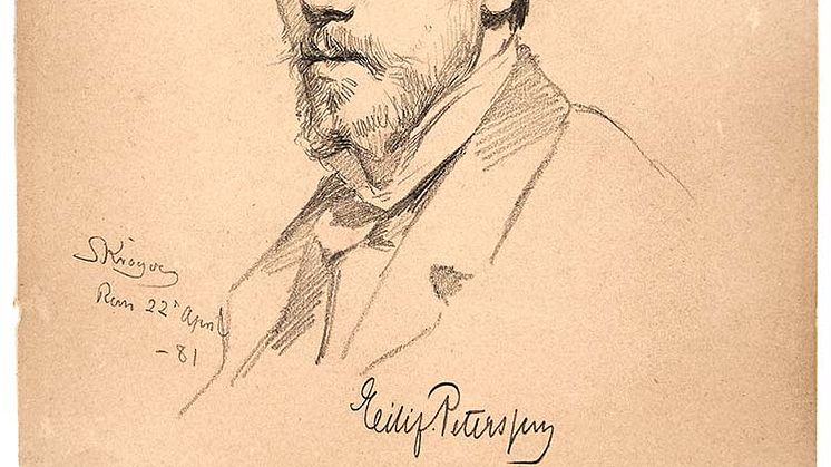 P.S. Krøyer- Portræt af Eilif Peterssen (1852-1928), 1881. Signeret. Bly på papir. 24 x 16,5 cm.jpg