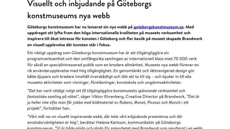 Visuellt och inbjudande på Göteborgs konstmuseums nya webb