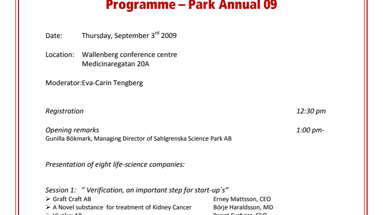 Program Park Annual 2009