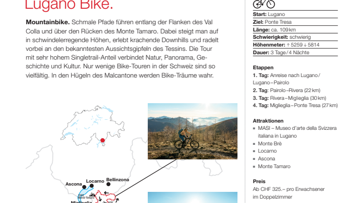 Fact Sheet Top Cycling Tour Lugano Bike
