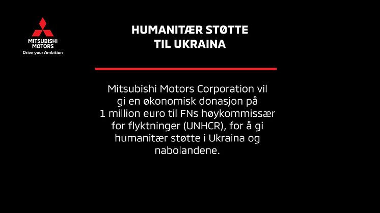 Mitsubishi Motors skal støtte humanitær krise i Ukraina