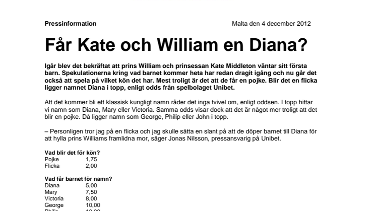 Får Kate och William en Diana?