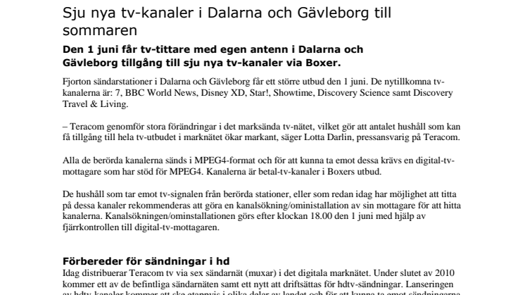Sju nya tv-kanaler i Dalarna och Gävleborg till sommaren
