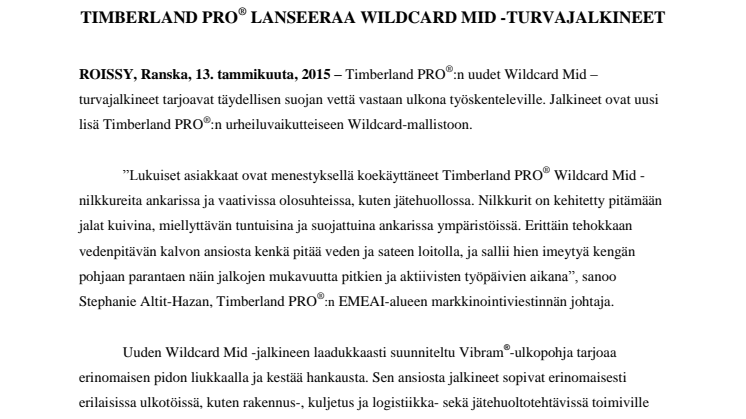 Timberland PRO® lanseeraa Wildcard Mid -turvajalkineet 