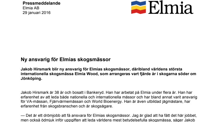 Ny ansvarig för Elmias skogsmässor