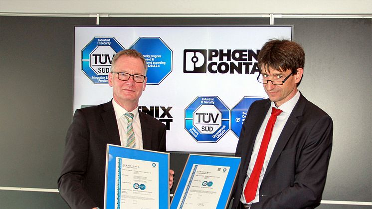 Phoenix Contact awarded certification in accordance with IEC 62443-4-1 and 2-4 by TÜV SÜD 