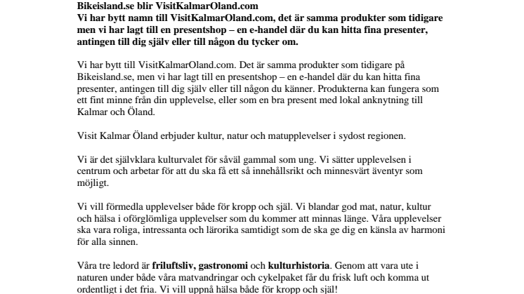 Bikeisland.se blir VisitKalmarOland.com