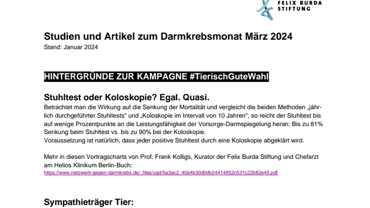 Darmkrebsmonat März 2024: Studien und Artikelliste