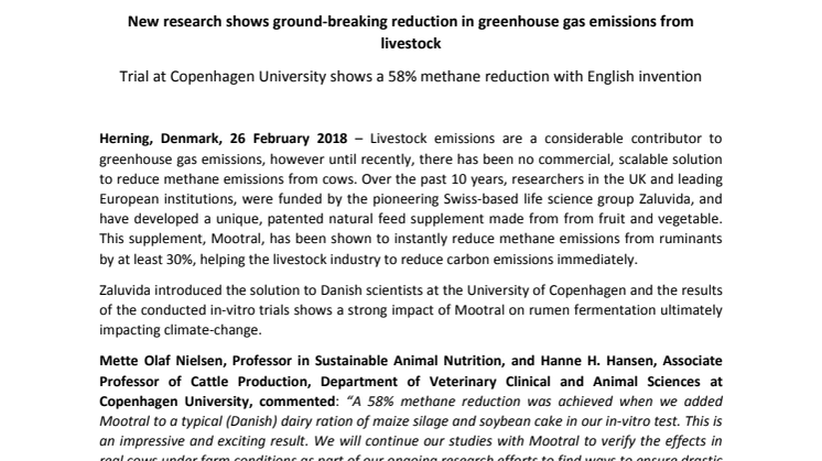 New research shows ground-breaking reduction in greenhouse gas emissions from livestock